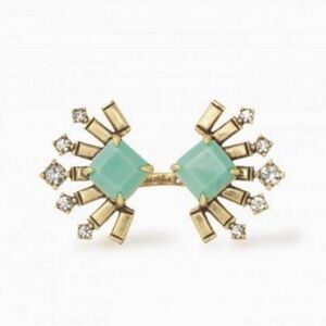 Stella & Dot adjustable ring gold green